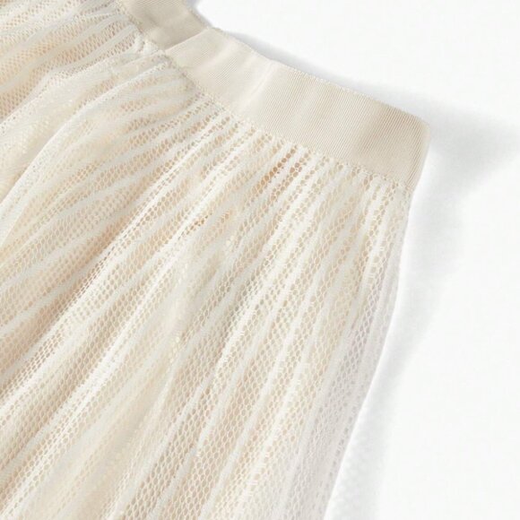 Womens PREMIUM SOLID LACE OVERLAY FLARE SKIRT Size Small - Picture 4 of 10